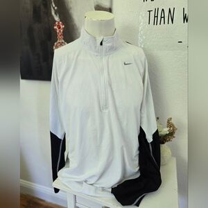 Nike Running Dri-Fit Mens White and Black Athletic Pullover Size XL